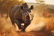 Rhino  at outdoors in wildlife. Animal