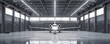 An aircraft hangar in monochrome steel grey, with planes and hangar doors adding layers