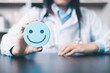 Therapy and care from the doctor, the patient's health improved, bringing satisfaction and a happy smile to their face as they left the hospital, their brain thinking positively about their recovery.