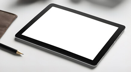 Wall Mural - tablet pc with blank screen on white table mock-up clipping path