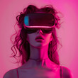 women with VR in background
