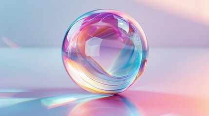 Wall Mural - A colorful glass sphere with a rainbow pattern