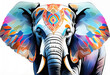 Colorful digital artwork of an elephant with intricate designs, ideal for themes like wildlife conservation and Indian festivals like Diwali