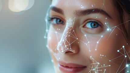 portrait of a woman with data  for plastic surgery 