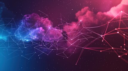 Technology network and digital communication in business with cloud computing concept, web storage for global social media data, online AI server, modern binary image background.