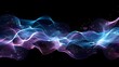Abstract sound waves with detailed elements on black background, glowing effect, blue and purple colors