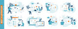 Stock market, finance, ai ,marketing concept Illustration set. Scenes with people trading on the stock exchange. Vector illustration