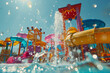© Ekaterina Shvaygert - Aqua park attraction with splashes of water, water slide with the pool
