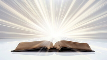 Wall Mural - open book with light rays emanating from the pages 