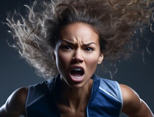 Wall Mural - Angry woman with wild hair