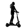 silhouette of a woman riding an electric scooter on a white background vector
