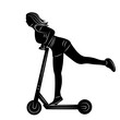 silhouette of a woman riding a scooter on a white background vector