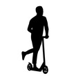 silhouette of a man riding a scooter on a white background vector