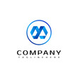 Modern initial M D letter geometric logo template, elegant brand mark logo design vector concept
