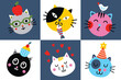 Cute  background with funny cats. Poster, card