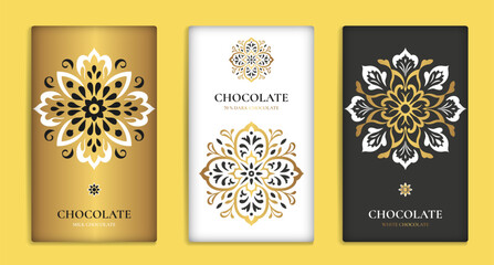 Wall Mural - Luxury packaging design of chocolate bars. Vintage vector ornament template. Elegant, classic elements. Great for food, drink and other package types. Can be used for background and wallpaper.