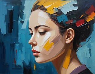 Sticker - Abstract Oil Paint of Beautiful Woman