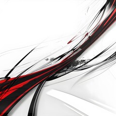 Wall Mural - Sleek Abstract Art with Red and Black Dynamic Lines on White