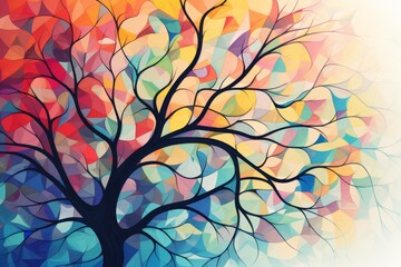 Sticker - Vibrant abstract tree with colorful leaves