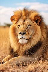 Canvas Print - Majestic lion in the wild