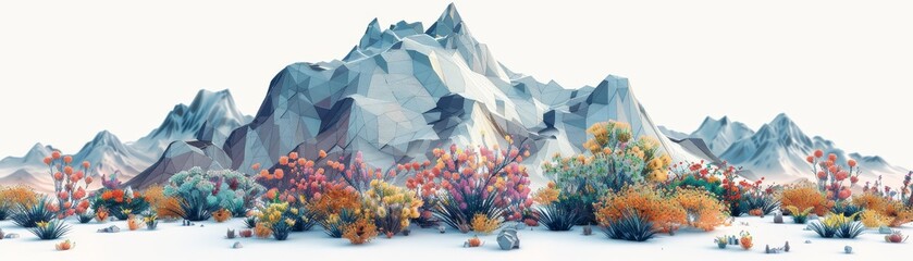 Wall Mural - A mountain range with a bunch of trees and rocks