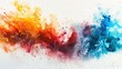 © Suresh - Vibrant colorful spray contrasts beautifully with white background. Smoke cloud adds depth. Texture overlays enhance text or space. Perfect for creative projects.
