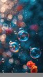 © kaneez - Abstract beautiful flying bubbles on a colorful background ,colorful abstract background with soap bubbles