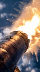 Canvas Print - Close-up of an F-16 engine during an afterburner blast, flames and heat distortion visible