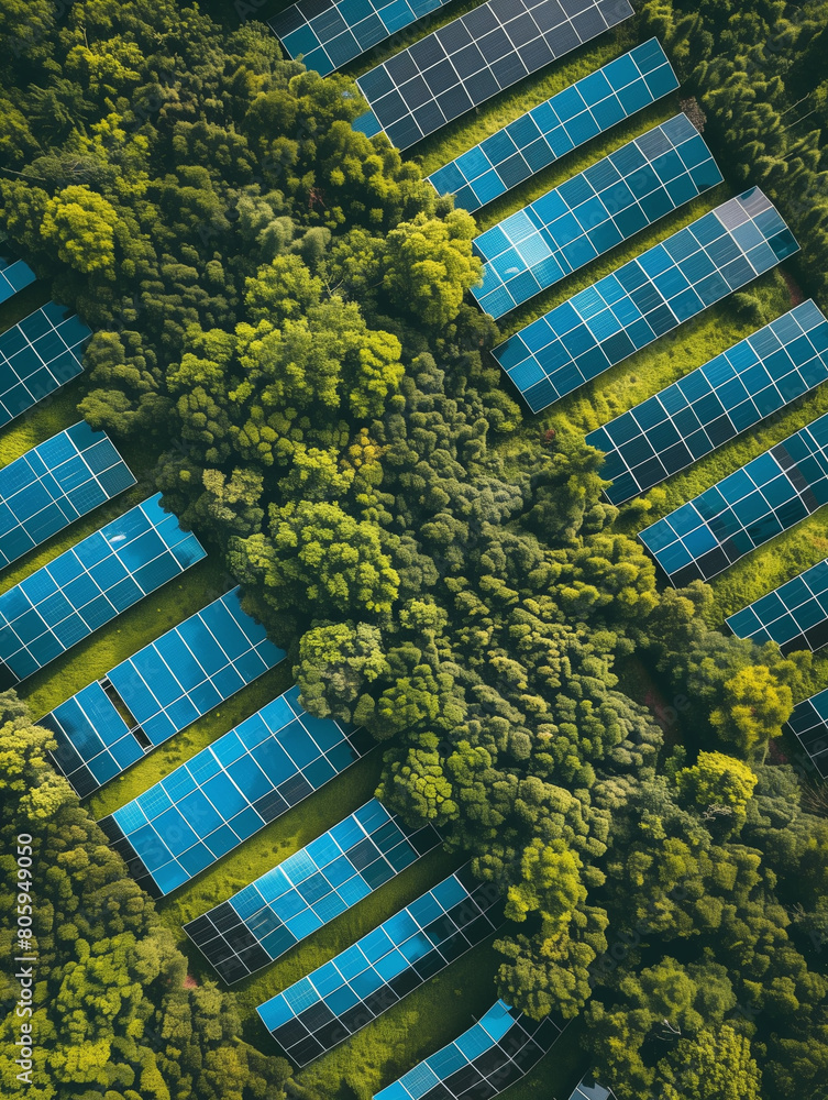 Solar panels farm in a field. Renewable green energy. Sunny landscape ...