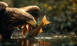 Majestic Capture: Commercial Stock Photo of Eagle Grasping a Fish