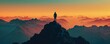 © Coosh448 - Silhouette of a man on top of a mountain peak. Generative AI