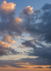 stunning dramatic colorful stormy landscape sunset sky with lovely moody contrast in the clouds