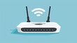 © Nijat - white wireless wi fi router with black antennae. simple flat vector illustration