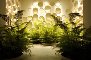 Wall Mural - Ferns in a contemporary art installation.