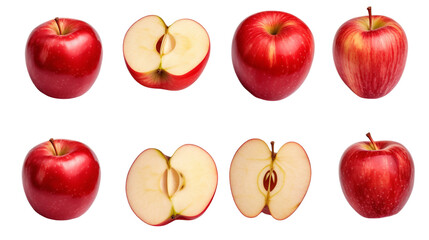 A set of fresh red apples isolated on a white background