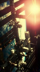 Wall Mural - view of the Earth and International space station is orbiting the Earth Elements furnished by NASA, vertical