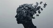 © AIExplosion - Man's head fragmented into puzzle pieces. The concept of Alzheimer's disease, dementia, memory loss and mental health.
