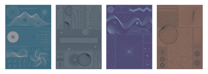 Wall Mural - abstract geometric shapes, mesh, grid, surface for abstract posters, covers, illustrations