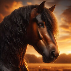 Wall Mural - horse at sunset