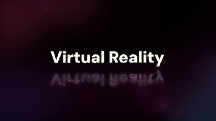 Virtual Reality text with screen effects of technological failures. Spectacular screen glitch with various kinds of interference. Looped