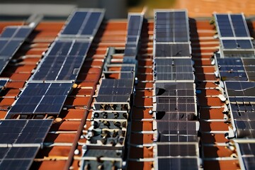 pigeons on the roof Solar panels on the roof of a house.generative.ai