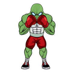 Wall Mural - alien boxer vector art illustration design