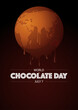 World Chocolate Day poster, adorned with elegant typography and a melted Earth made by chocolate, perfect visual to celebrate the occasion