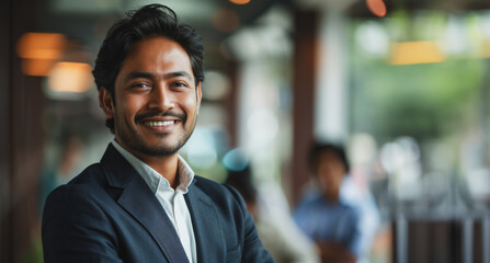 Poster - A man in a suit is smiling and posing for a picture