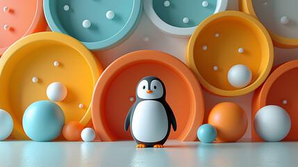 Wall Mural - Cute penguin cartoon