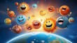 In a whimsical cartoon interpretation, the solar system is populated by charming and lovable characters, including a cheerful sun and a cast.