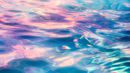 Wall Mural - iridescent colorful water surface with light reflections