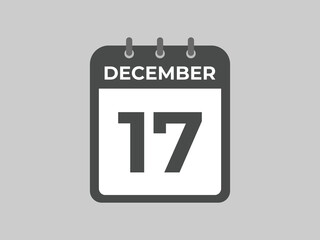 December 17 calendar reminder. 17 December daily calendar icon template. Calendar 17 December icon Design template. Vector illustration
