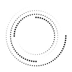 Leinwandbilder - Circle dotted speed lines, halftone dots in circle form on white background, halftone circle frames, vector dotted frame, vector illustration