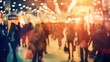 blurred trade show floor, shallow depth of field background